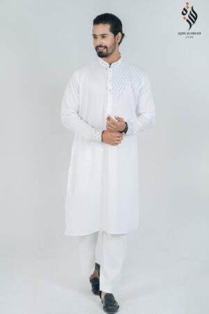 Men Impressive White Elegance Panjabi