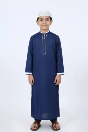 Little Ameer – Navy Blue Jubba & Pajama Set - 32 ( 6 - 7 Years)