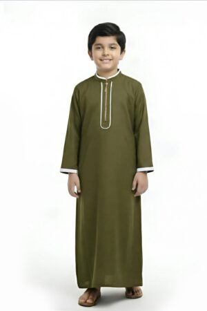 Zayaan Olive Mist Jubba & Pajama Set - 32 ( 6 - 7 Years )